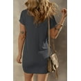 thumbnail image 4 of DOKOTOO Women Casual Dresses Ribbed Round Neck Loose T-shirt Mini Dresses Summer Short Sleeve Beach Shift Tshirt Dress Plain Party T Shirt Dress Gray Size S US4-6, 4 of 9