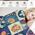 thumbnail image 3 of Shiartex  Bohemian Flannel Blanket, Boho Geometric Ornamental Throw Blanket Waterproof, Vintage Exotic Floral Decor  Blanket for Girls Women Blue Fuzzy Blanket, 3 of 6