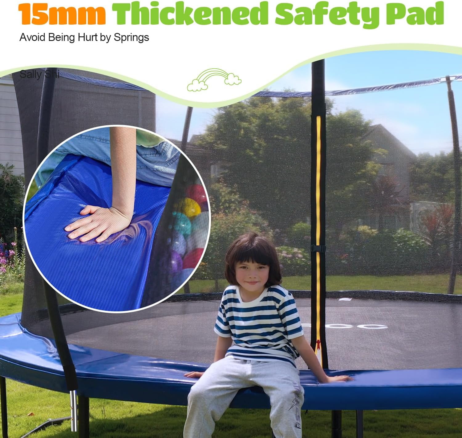 ORCC 1200LBS Weight Capacity Heavy-Duty Trampoline 16 15 14 12 10 8FT Outdoor Yard Trampolines for Kids Adults with Safety Enclosure