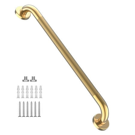 32 Inch Gold Shower Grab Bar  ZUEXT Stainless Steel Bathroom Grab Bar Bathroom Balance Bar Safety Handrail Support Handicap Injury Elderly Senior Assist Bath Handle
