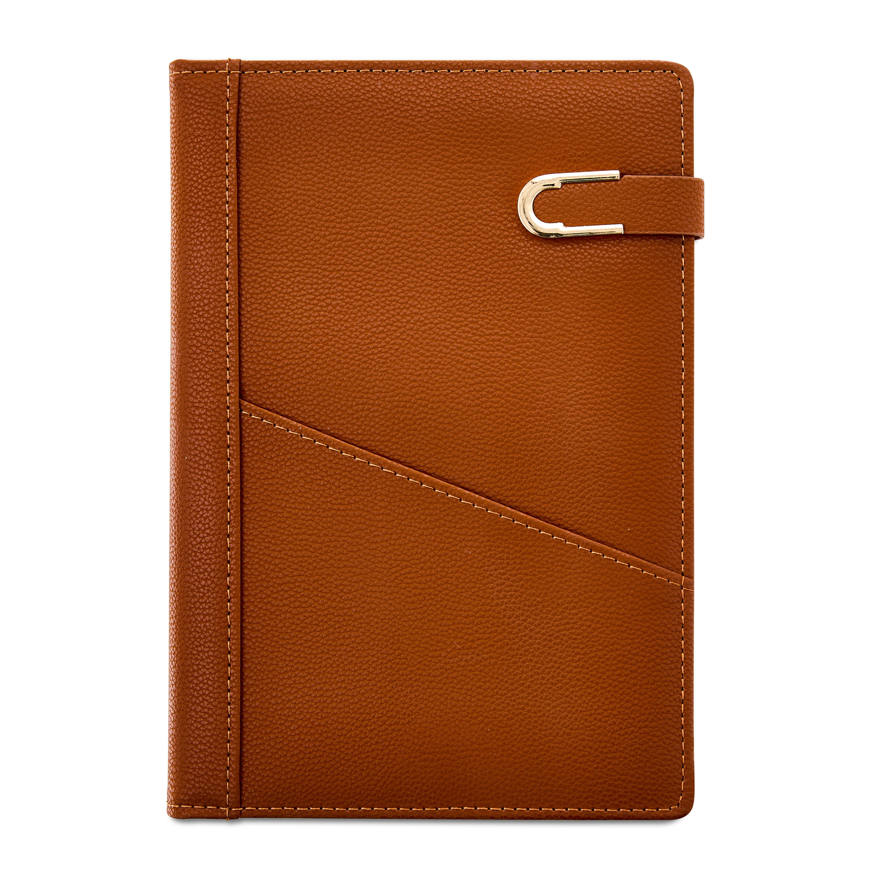 Pen+Gear Upscale Leatherette Journal, Brown Color, Magnetic Gold