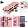 thumbnail image 6 of for Samsung Galaxy S20 FE 5G Wallet Case, Detachable PU Leather Magnetic flip Phone Case Wallet with Card Holder Wrist Strap Zipper Wallet for Women/Men, S20 FE 5G Phone Case 6.5inch(Pink), 6 of 7