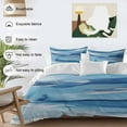 thumbnail image 3 of Blue Waves Duvet Cover Set Full Size, Watercolor Retro Ripple 4 Piece Soft Microfiber Bedding Set with 1 Duvet Cover, 1 Flat Sheet, 2 Pillowcases, 3 of 9