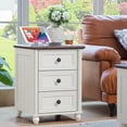 thumbnail image 7 of 18" Farmhouse Nightstand Set 2 with Charging Station, White Night Stand with 3 Drawers, Bedside End Table with Storage, Side Tables for Living Room and Closet, 7 of 7
