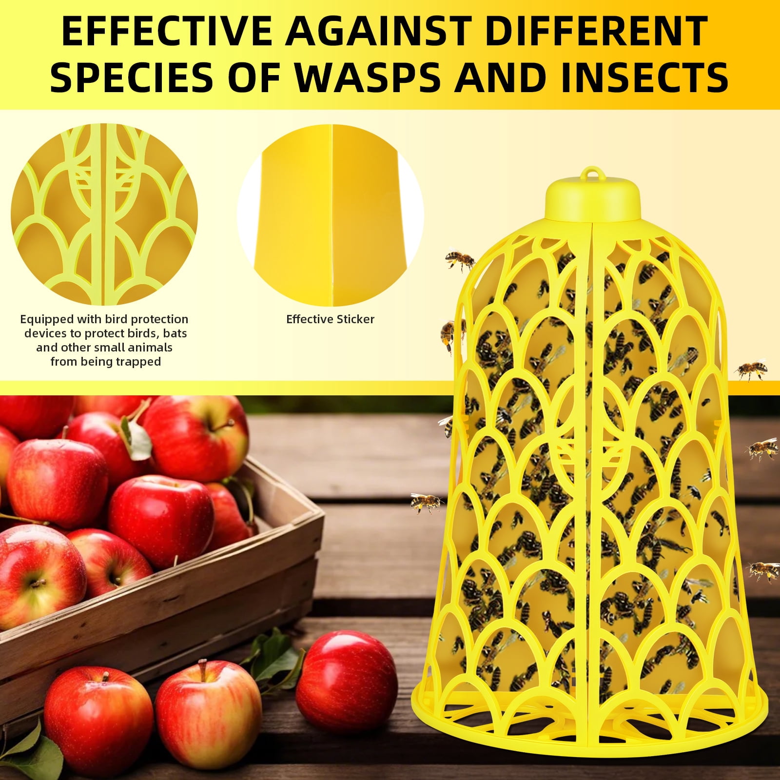G·PEH 2-Pack Outdoor Hanging Wasp & Hornet Traps,Reusable Bee Catcher