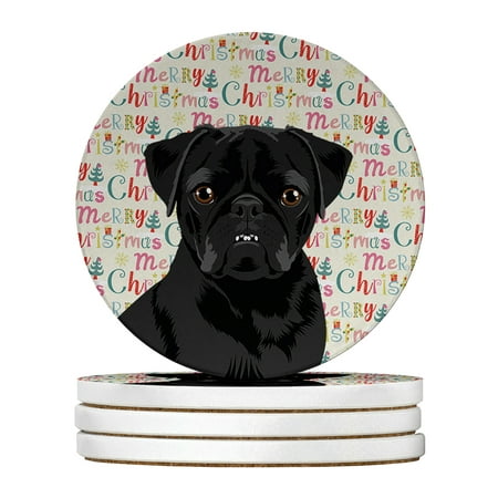 

Pug Black #2 Christmas Large Sandstone Coasters Pack of 4 4 in x 4 in