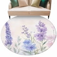 thumbnail image 2 of Lavender Spring Round Area Rug 5 FT, Non Slip Bedroom Rugs, Farmhouse Pastoral Pastel Flowers Washable Soft Circular Carpet Non-Shedding Floor Mat for Kitchen Dining Room Foyer Balcony Dorm, 2 of 8