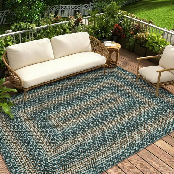 4x6 Washable Area Rug Non Slip Indoor Outdoor Faux Jute Rug Farmhouse Boho Slates Gray