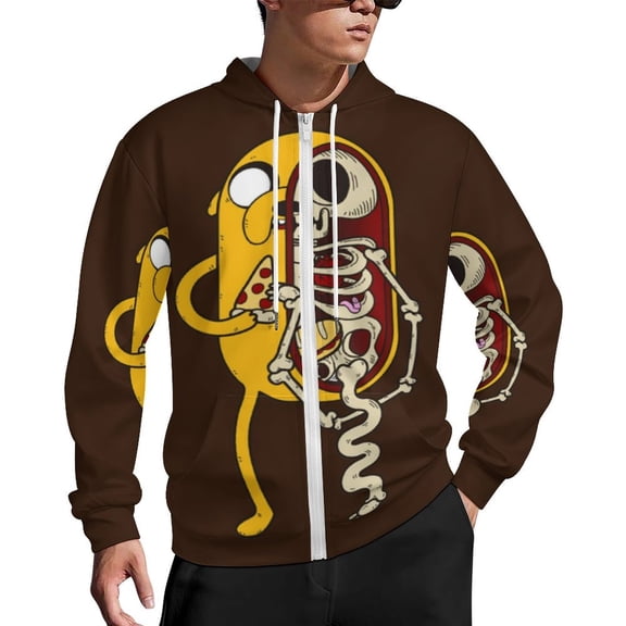 Adventure Time Zip Up Hoodies Unisex Realistic 3D Print Sweatshirt Long Sleeve Hooded Jacket Coat S
