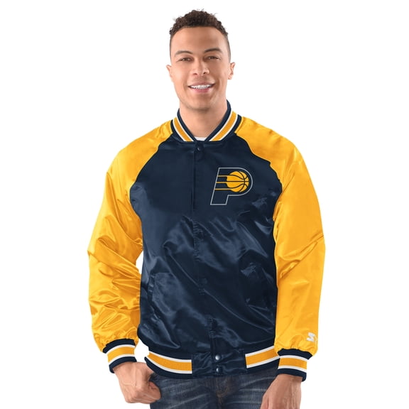 Men's Starter Navy/Gold Indiana Pacers Inductee Raglan Full-Snap Varsity Jacket