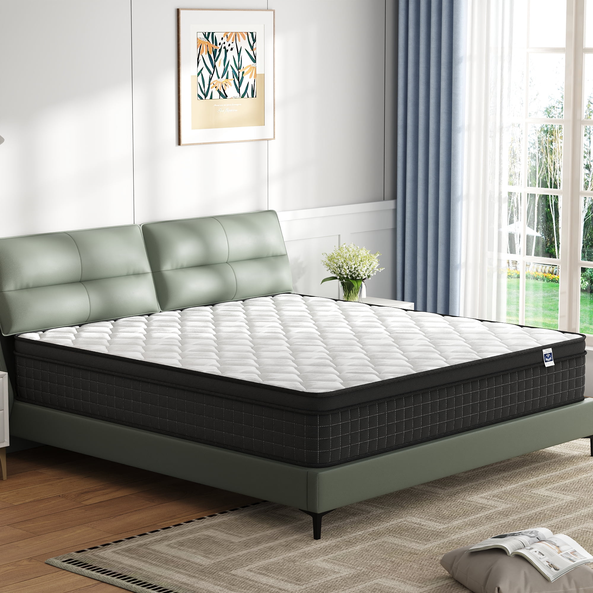 King Size 12" Hybrid Mattress - Gel Memory Foam & Pocket Springs, Medium Firm Feel, Motion Isolation, Pressure Relief, CertiPUR-US