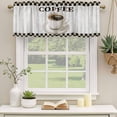 thumbnail image 2 of 2 Pack Vintage Coffee Valances for Windows Bedroom Living Room Window Treatments, Modern Farmhouse Wooden Black Brow Plaid Rod Pocket Valance Drapes Short Kitchen Curtains Over Sink 42"x12", 2 of 8