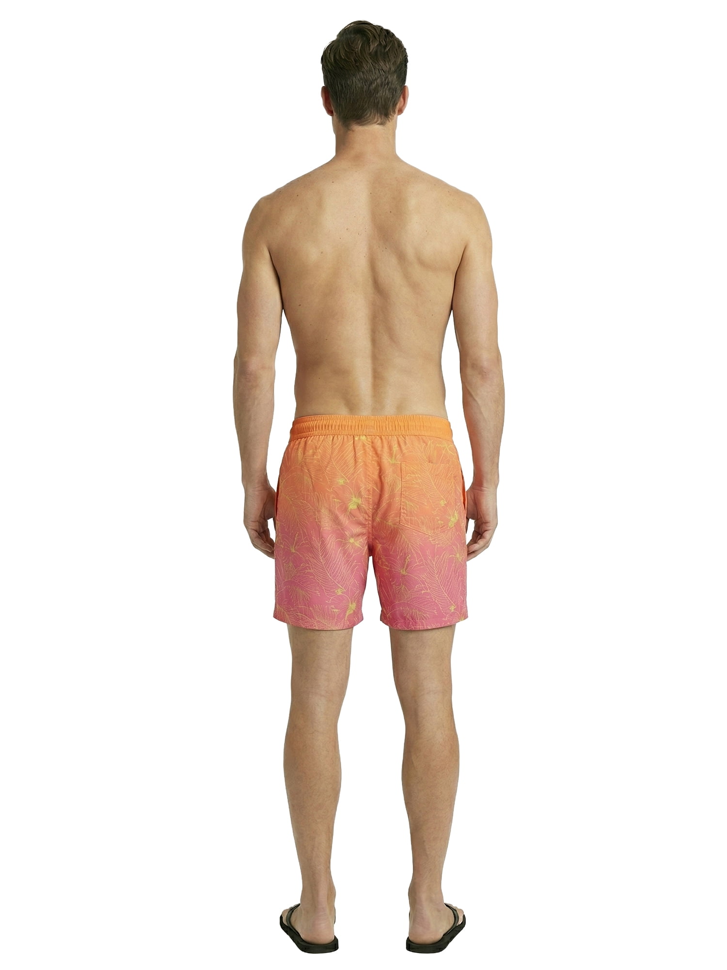 Birdie Bound Men's Printed Hibiscus Tropical Swim Trunks, Sizes S-3XL