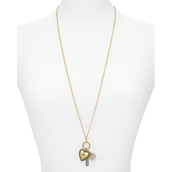 Aqua Natia Heart Charm Necklace, 32″