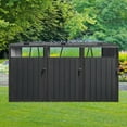 thumbnail image 3 of Youmumeub 3-Bin Outdoor Trash Can Enclosure, Heavy Duty Black Metal Garden Shed for Garbage Storage, Rust-Proof Steel Waste Cabinet with Springs, 3 of 5