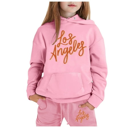 Hiijoy Little Girls 2PCs Outfit Sets Letter Print Pullover Hoodie Sweatpants Sweatsuits