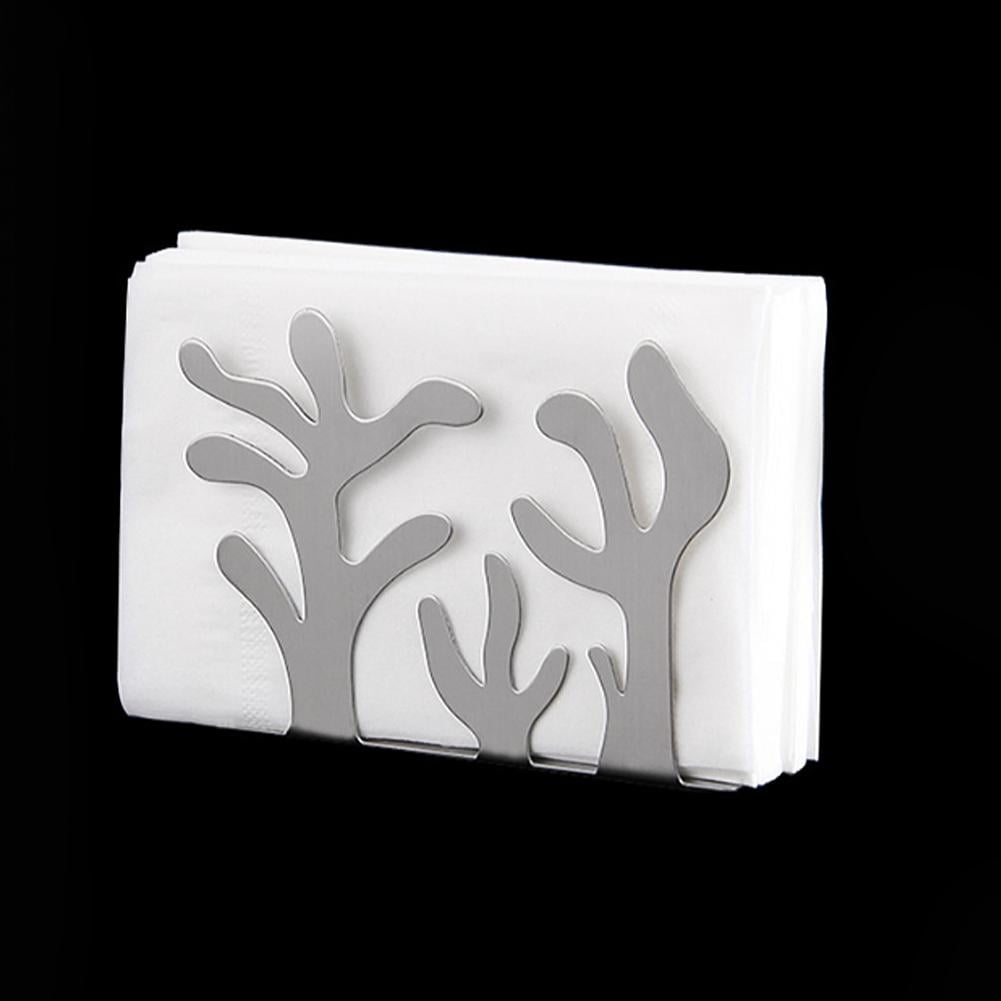 Tebru Stainless Steel Plants Shape Tissue Holder Dispenser Napkin Rack Table Paper Rack, Tissue Holder