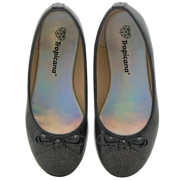 Balerina Tropicana Niña Charol Negro Casual Antiderrapante negro