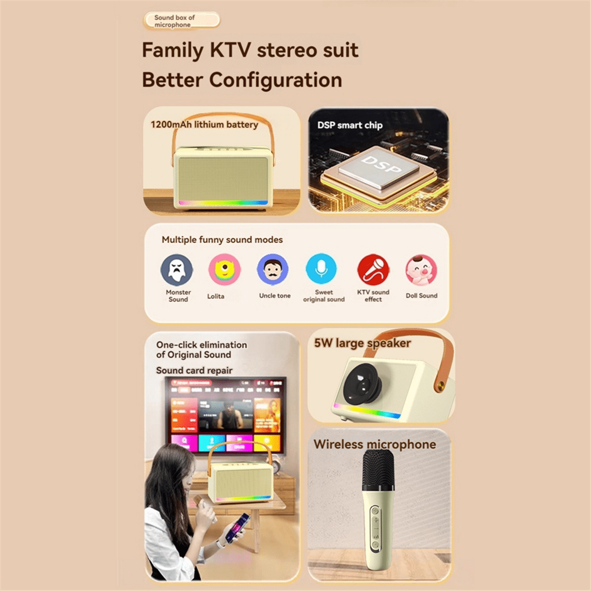 Karaoke Machine for Kids Adults Mini Portable Bluetooth Karaoke Speaker with Wireless Microphone LED Light for Banquet,A