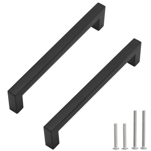 Tiradores para gabinete Redunest de acero inoxidable negro mate 192 mm