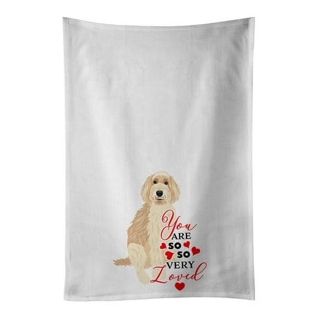 

Doodle Fawn #2 so Loved White Kitchen Towel Set of 2 19 in x 28 in