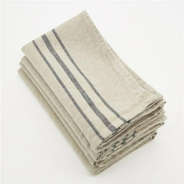 SARO  20 in. Square Sidelined Linen Napkin - Natural  Set of 4
