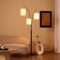 thumbnail image 2 of 80" Floor Lamp Modern 3 Light Arc Standing Lamp with Drum Shades for Living Room, 2 of 12