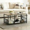 thumbnail image 1 of VECELO 39.4" Rectangle Coffee Table with Storage Shelf, Industrial Entertainment Center Television Table for Living Room, Gray, 1 of 8