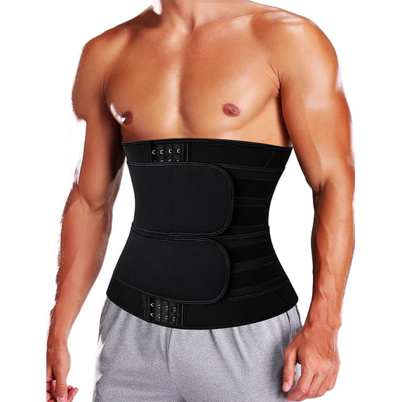 COMFREE Sauna Waist Trimmer Belt Men Workout Waist Trainer Sweat AB Belt with Adjustable Double Straps