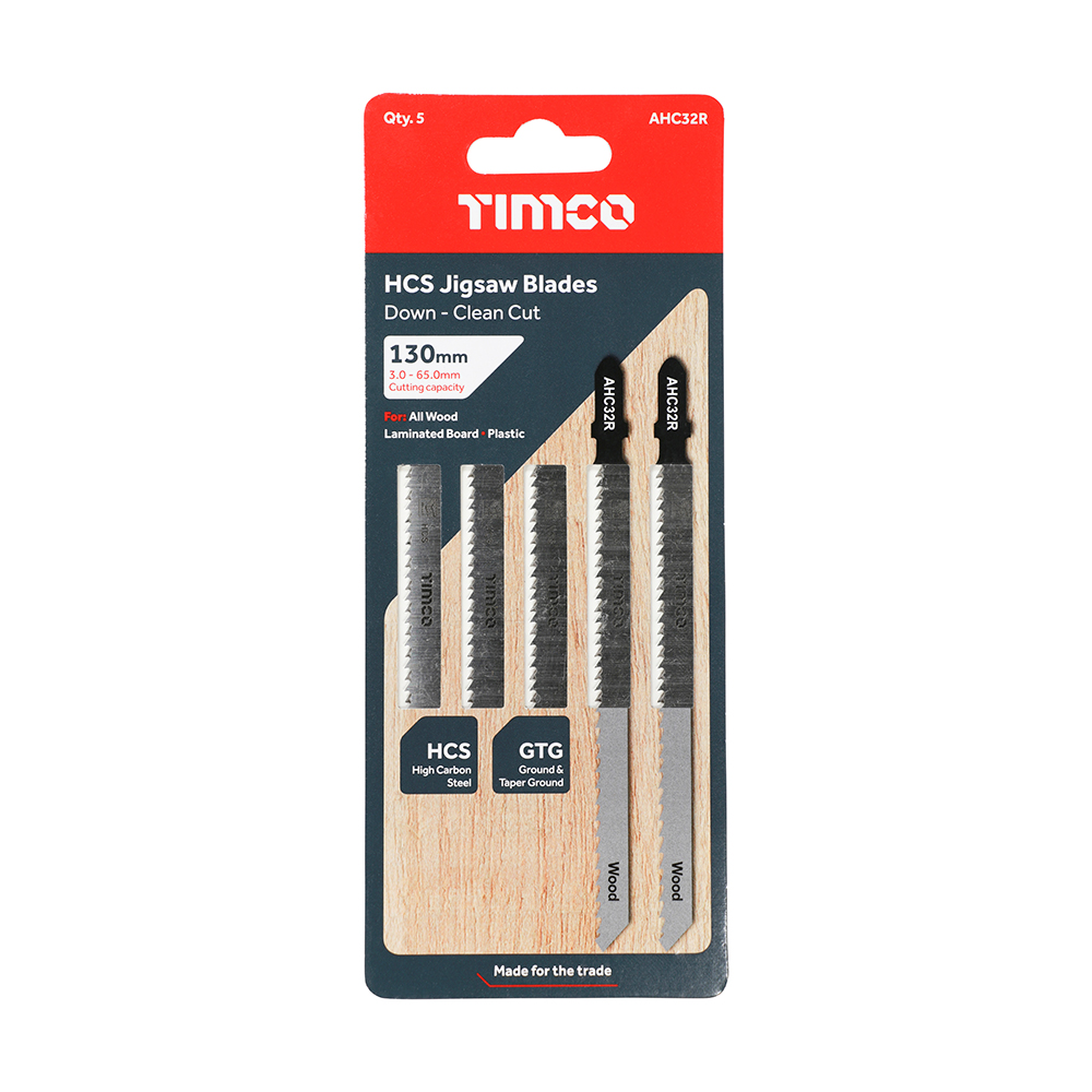 Timco - Jigsaw Blades - Wood Cutting - HCS Blades (Size T101BRLong - 5 Pieces)