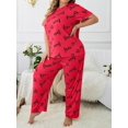 thumbnail image 2 of Womens Plus Size Pajama Soft Silky Print Set Short Sleeve Sleepwear 2 Piece Lightweight Loungewear for Home, 2 of 11