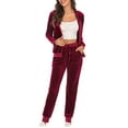 thumbnail image 4 of Velour Tracksuit Womens 2 Pieces Joggers Outfits Jogging Sweatsuits Set Soft Sports Sweat Suits Pants with Pockets Womens Clothes, 4 of 7