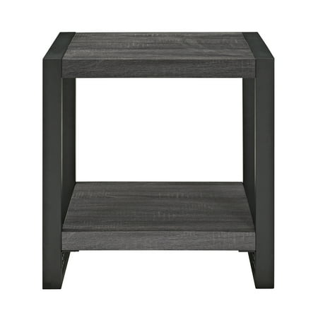 Walker Edison Industrial Wood and Metal End Table - Charcoal