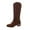 Brown, variant on Knee High Boots Women Adjustable Fold Over High Top Ankle Booties Fashion Suede Chunky Heel Pull on Long Boots