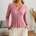 thumbnail image 2 of Womens Cardigan Sweaters Long Sleeve Knit V-Neck Button Down Womens Sweater Open Front Pink Sweaters Fashion Clothing, 2 of 4