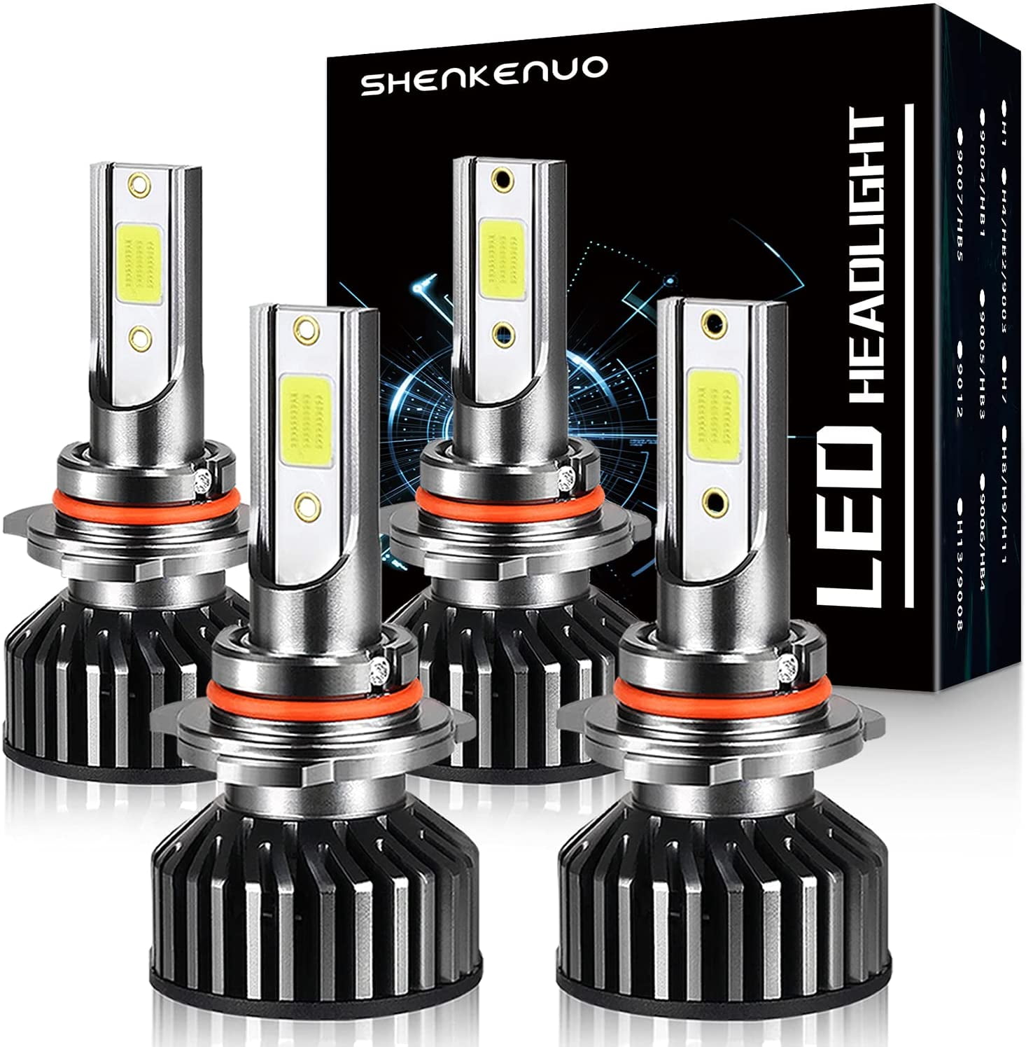S1 9005/HB3 9006/HB4 120W 6000K 14000LM White IP67 LED Headlight Bulbs
