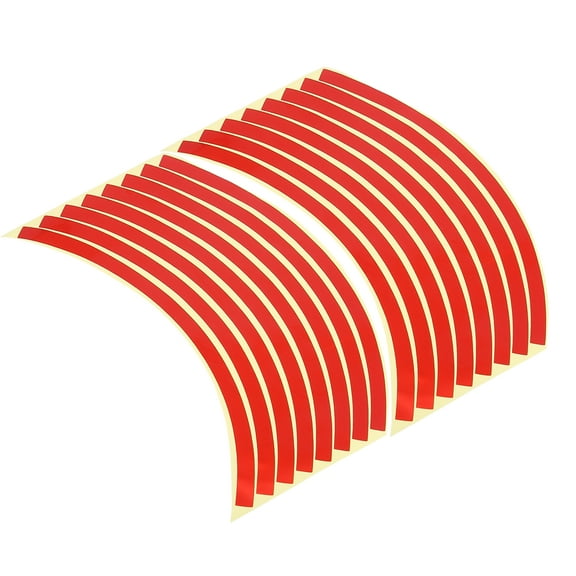16pcs Red Fit 12" Wheel Motorcycle Car Bike Wheel Rim Sticker Strips Reflective Tape