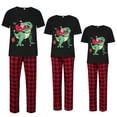 thumbnail image 2 of Ihaphap Family Christmas Matching Pajamas Santa Ridin Dinosaur Funny Merry Christmas Black Short Top and Red Plaids Family Matching Pajamas Set, L-Women, 2 of 6