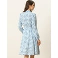 thumbnail image 4 of DARING DIVA Tie Neck Chiffon Belted Vintage Floral Midi Dress S Light Blue, 4 of 6