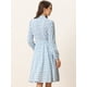 thumbnail image 4 of Vestido con cinturón y estampado floral vintage de manga larga y gasa con cuello anudado para mujer Azul Claro S, 4 of 5