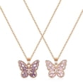 thumbnail image 1 of Collar con colgante de mariposa de 2 piezas, cadena de diamantes de imitación, bonita joyería de mariposa para mujer, collares de mariposa a juego, 1 of 7