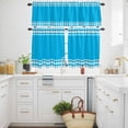thumbnail image 3 of Blue Diamonds Plaid Kitchen Curtains Valances and Tiers Set of 3 Rectangular Geometric Abstract Modern Tier Curtains and Valance with Rod Pocket for Small Windows, 27.5"x24", 3 of 9