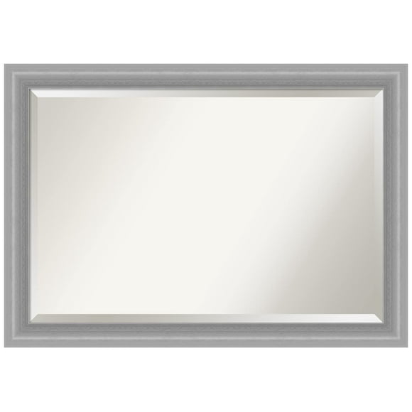 Amanti Art Bathroom Mirror, Peak Polished Nickel Narrow Wall Mirror for use as Bathroom Vanity Mirror Over Sink (28.5 x 40.5 in.) Beveled Mirror, Silver Mirror, Traditional Mirror from WI, USA