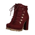 thumbnail image 5 of Women D-Ring Lace Up Lug Sole Chunky Platform Booties 18223, 5 of 6