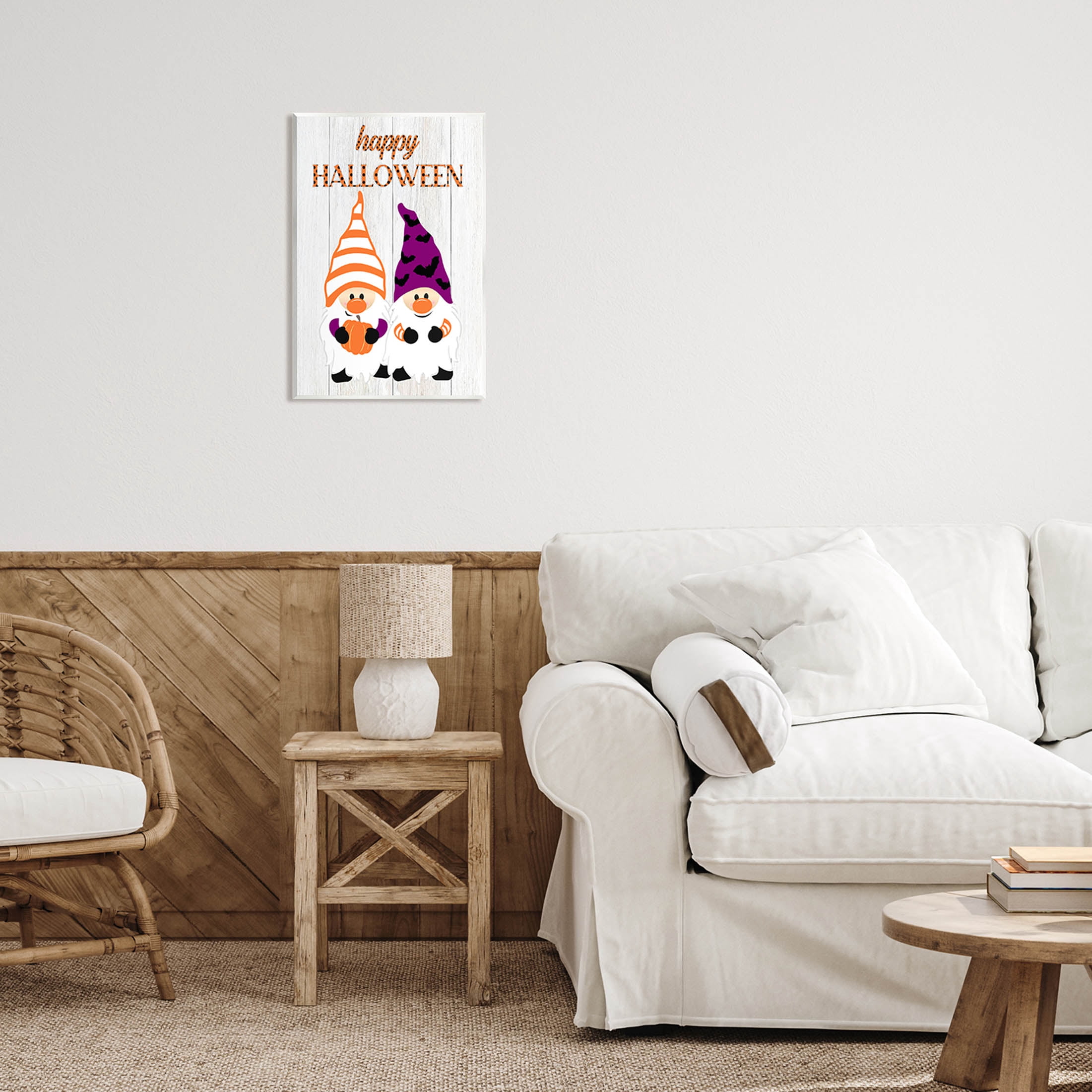 Stupell Industries Happy Halloween Seasonal Gnomes Graphic Art Unframed Art Print Wall Art, Design by CAD Designs