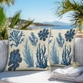 thumbnail image 5 of Waterproof Throw Pillow Covers Set of 2, 24x24 Inch Blue Vintage Coastal Decorative Pillowcases Outdoor Pillow Slip Cushion Covers Set for Couch Tent Retro Summer Botanical Coral, 5 of 7