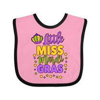 Inktastic Little Miss Mardi Gras with Crown and Dots Girls Baby Bib