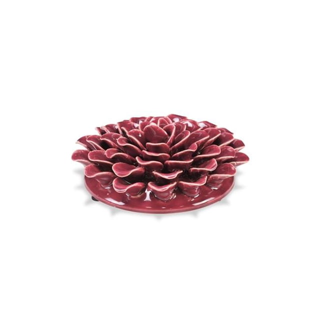 Cheungs 5449L-RD Ceramic, Flower Burst Decor Piece - Red
