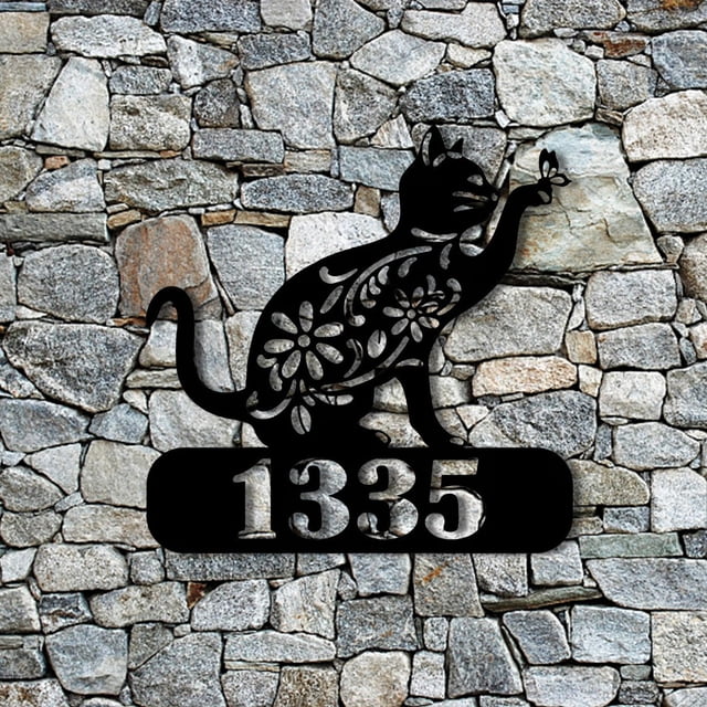 Fiudx Letrero de Número de Casa Personalizado para Amantes de Las Mascotas, de Metal Duradero y Resistente a La Oxidación, Ideal para Decoración Del Hogar y El Jardín, Ideal para Inauguraciones y Oca