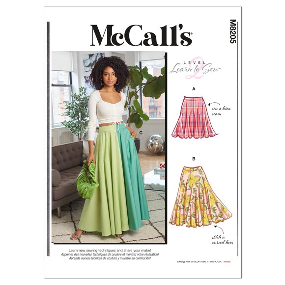 McCall's Misses' Circle Falda Kit de patrones de costura Código M8205 Tallas L-XL-2XL Multicolor